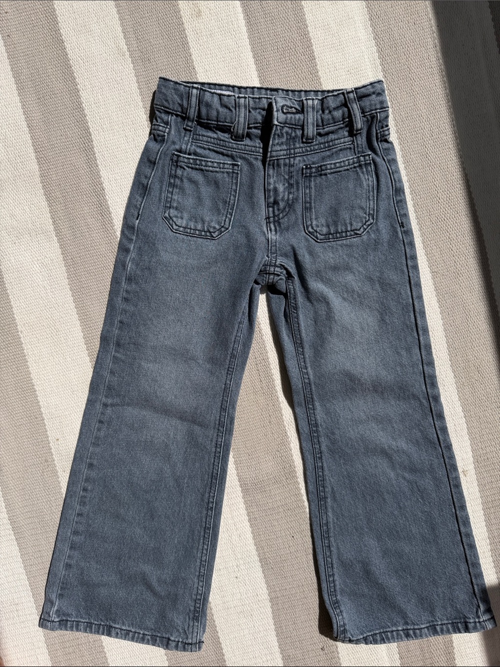 Zara Kids Wide-Leg Denim Pants — Slate Gray